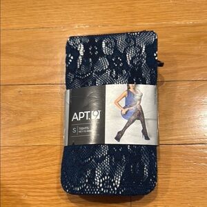 NWT Apt.9 navy blue tights net-to-waist size small.